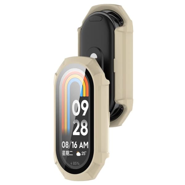 Bizon-fodral + glasklocka för Xiaomi Smart Band 9, beige