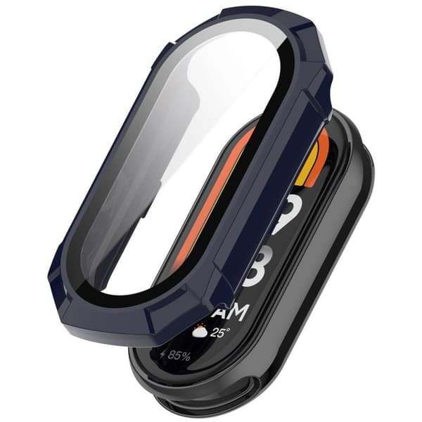 Bizon-fodral+glasklocka för Xiaomi Smart Band 9, blå