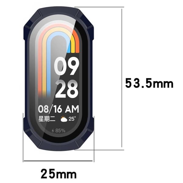 Bizon-fodral+glasklocka för Xiaomi Smart Band 9, blå