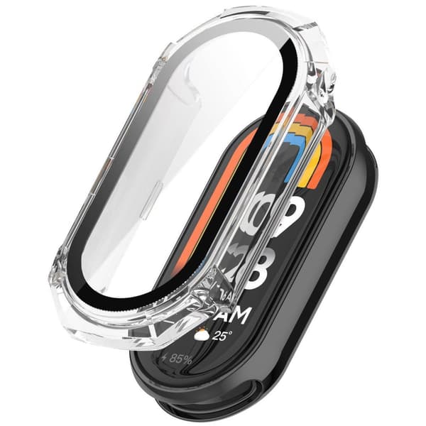 Bizon-fodral+glasklocka för Xiaomi Smart Band 9, transparent
