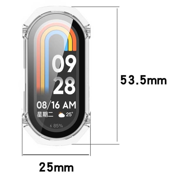 Bizon-fodral+glasklocka för Xiaomi Smart Band 9, transparent
