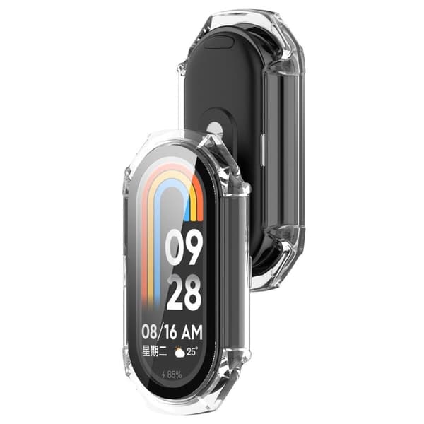 Bizon-fodral+glasklocka för Xiaomi Smart Band 9, transparent