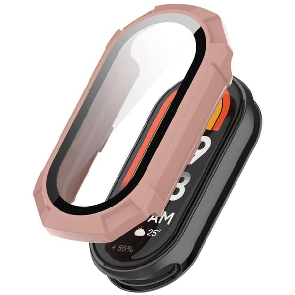 Bizon-fodral+glasklocka för Xiaomi Smart Band 9, rosa