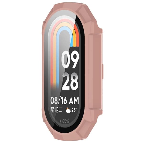 Bizon-fodral+glasklocka för Xiaomi Smart Band 9, rosa