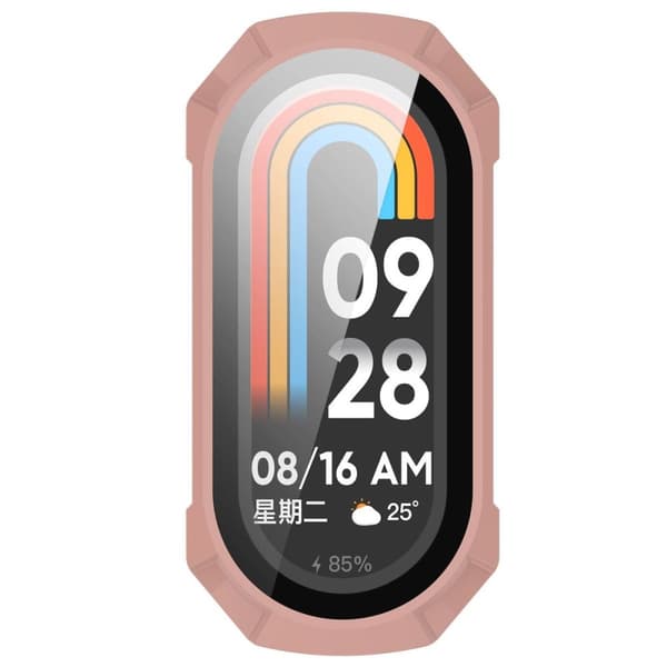 Bizon-fodral+glasklocka för Xiaomi Smart Band 9, rosa