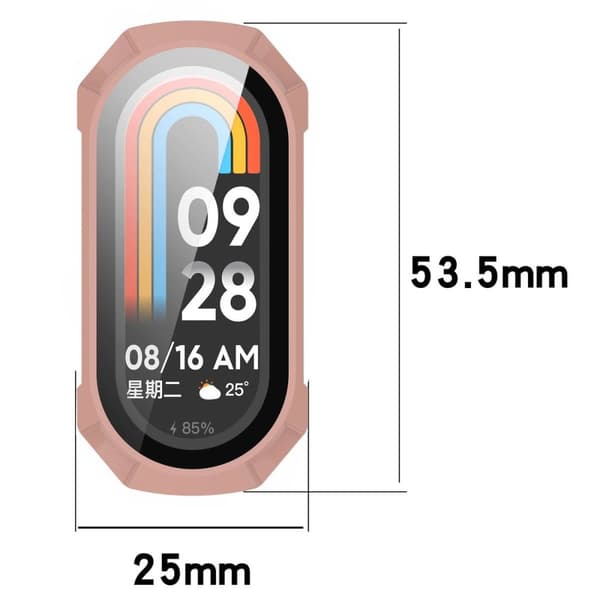 Bizon-fodral+glasklocka för Xiaomi Smart Band 9, rosa
