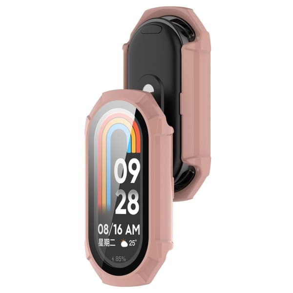 Bizon-fodral+glasklocka för Xiaomi Smart Band 9, rosa
