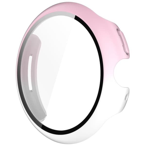 Bizon-fodral + glasklocka för Google Pixel Watch 3 45 mm, vit rosa