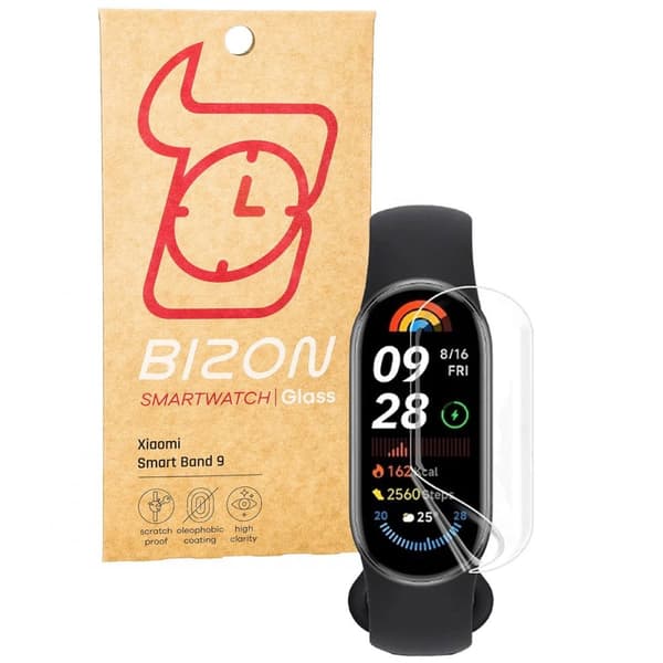 Hydrogelfilm för Bizon Glass Watch Hydrogelskärm för Xiaomi Smart Band 9, 2 stycken