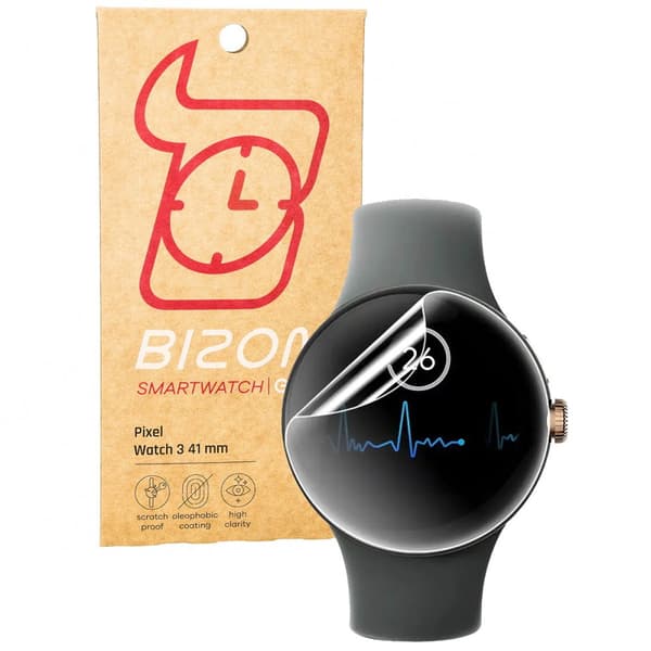 Bizon Glass Watch Hydrogel Skärmskydd för Google Pixel Watch 3 41mm, 2 stycken