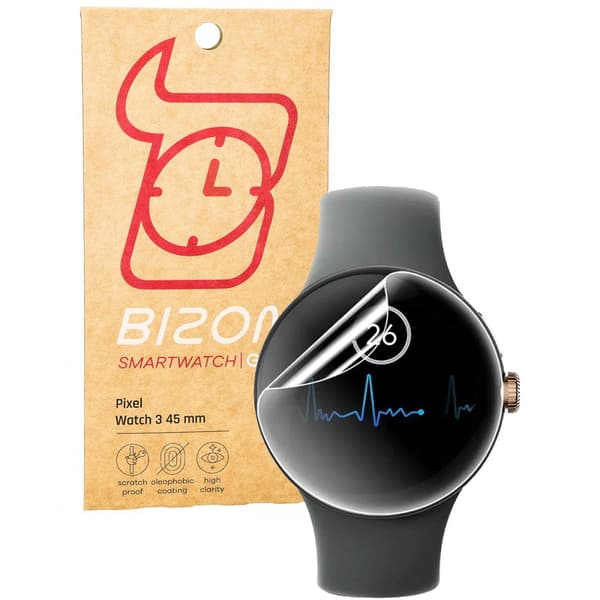 Bizon Glass Watch Hydrogel Skärmskydd för Google Pixel Watch 3 45mm, 2 stycken