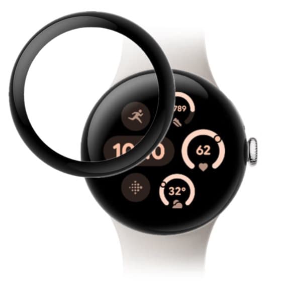 Bizon Glass Watch Edge Hybrid för Google Pixel Watch 3 41 mm, svart