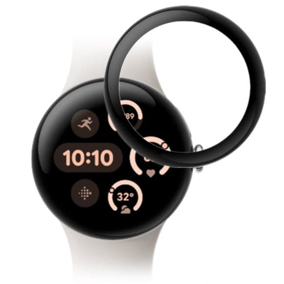 Bizon Glass Watch Edge Hybrid för Google Pixel Watch 3 41 mm, svart