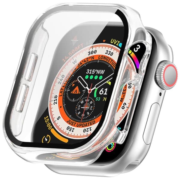 Bizon-fodral+glasklocka för Apple Watch 10 42mm, transparent