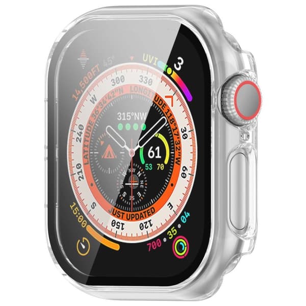 Bizon-fodral+glasklocka för Apple Watch 10 42mm, transparent