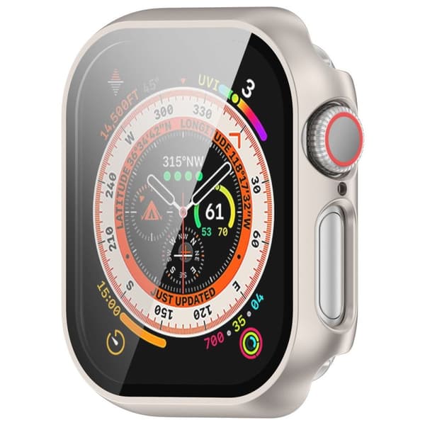 Bizon-kotelo+lasikello Apple Watch 10:lle 42 mm, samppanjanruskea