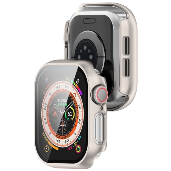 Bizon-kotelo+lasikello Apple Watch 10:lle 42 mm, samppanjanruskea