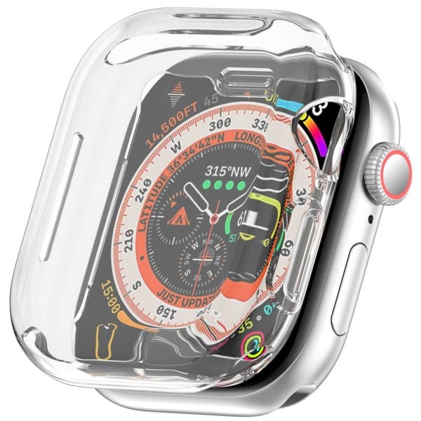 Bizon Case Watch Felipe -kotelo näytönsuojalla Apple Watch 10:lle (42 mm), läpinäkyvä