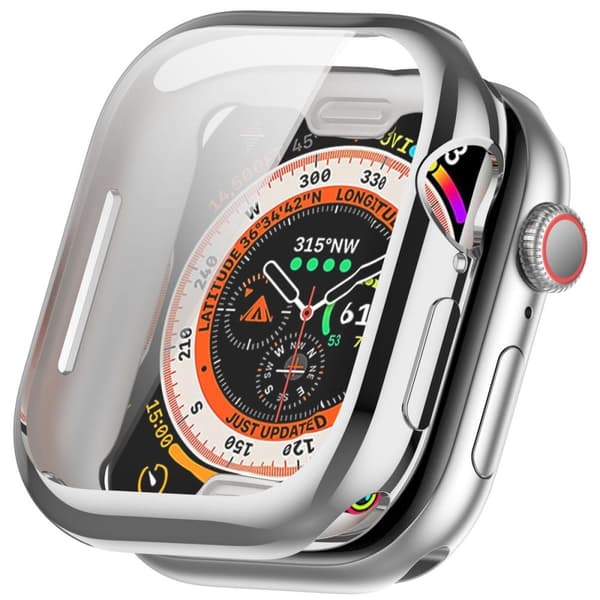 Bizon Case Watch Felipe-fodral med skärmskydd för Apple Watch 10 (42 mm), silver