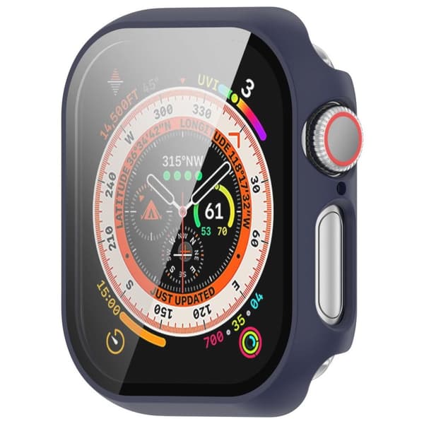 Bizon-fodral + glasklocka för Apple Watch 10 46 mm, mörkblå