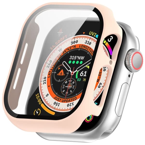 Bizon-fodral + glasklocka för Apple Watch 10 46 mm, rosa