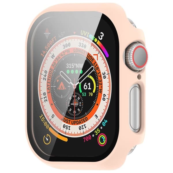 Bizon-fodral + glasklocka för Apple Watch 10 46 mm, rosa