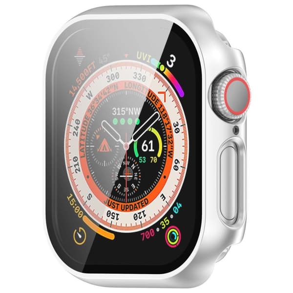 Bizon-fodral + glasklocka för Apple Watch 10 46 mm, silver