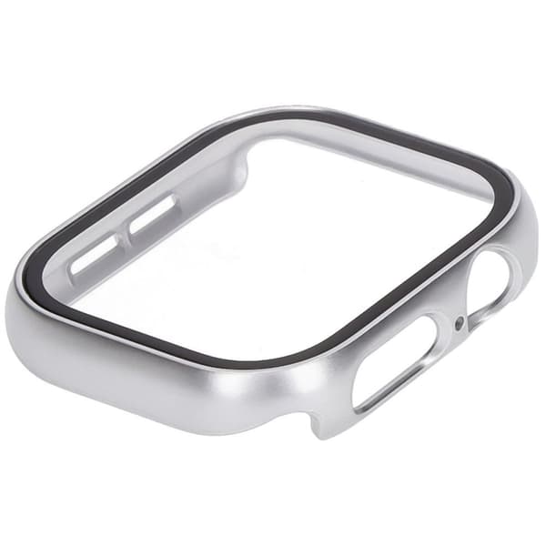 Bizon-fodral + glasklocka för Apple Watch 10 46 mm, silver