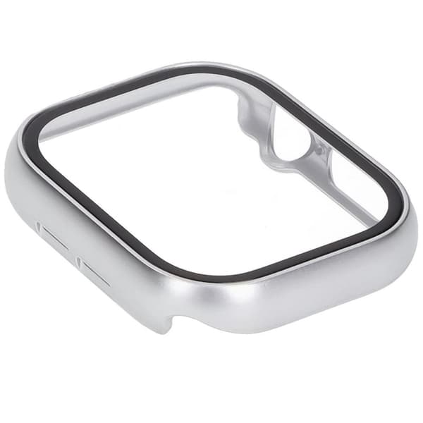 Bizon-fodral + glasklocka för Apple Watch 10 46 mm, silver