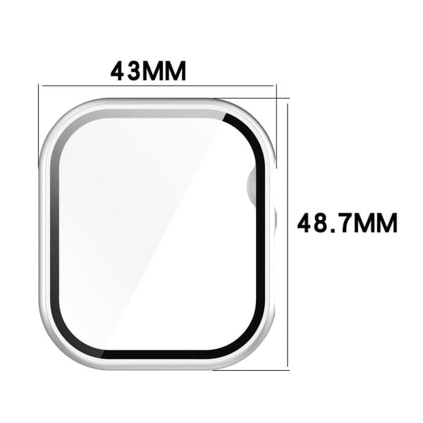 Bizon-fodral + glasklocka för Apple Watch 10 46 mm, silver