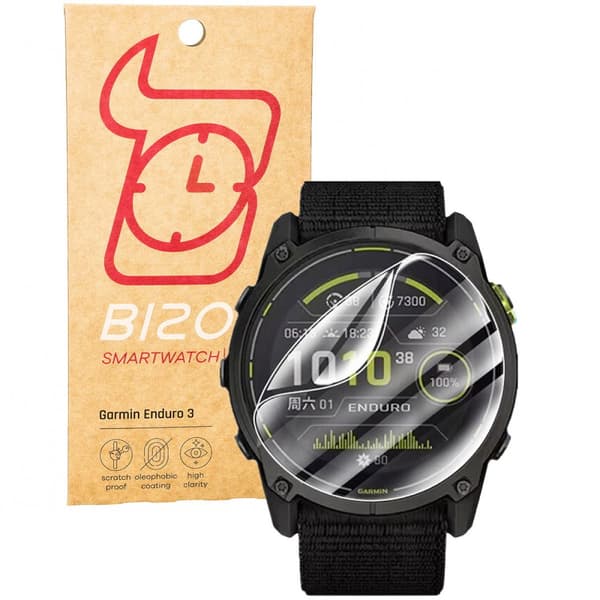 Hydrogelfilm för Bizon Glass Watch Hydrogelskärm för Garmin Enduro 3, 2 st.