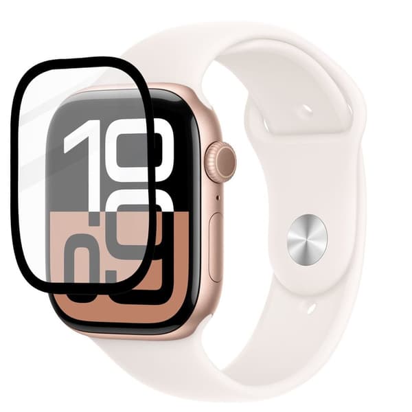 Bizon Glass Watch Edge Hybrid til Apple Watch 10 42mm, Sort