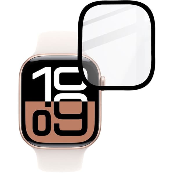Bizon Glass Watch Edge Hybrid til Apple Watch 10 42mm, Sort
