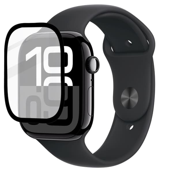Bizon Glass Watch Edge Hybrid til Apple Watch 10 46mm, Sort
