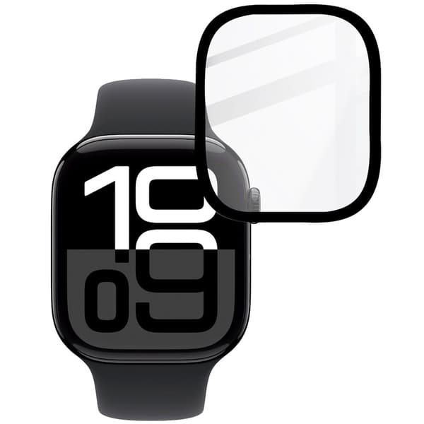 Bizon Glass Watch Edge Hybrid til Apple Watch 10 46mm, Sort