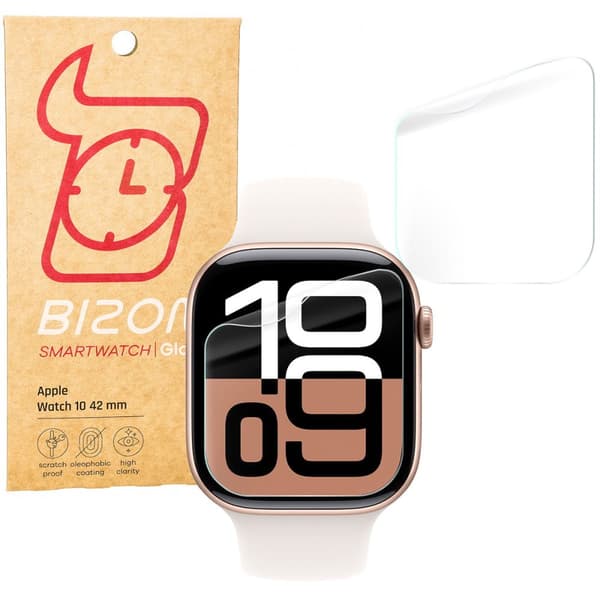 Bizon Glass Watch Hydrogel Skærmbeskytter til Apple Watch 10 42mm, 2 stk.