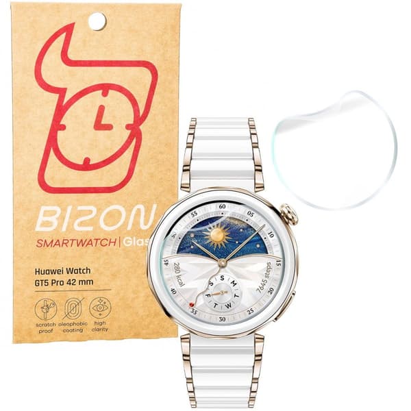 Bizon Glass Watch Hydrogel Skärmskydd för Huawei Watch GT 5 Pro 42mm, 2 stycken