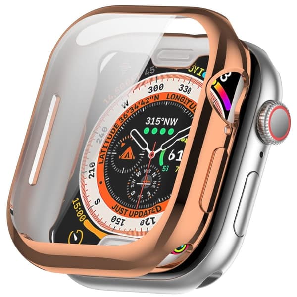 Bizon Case Watch Felipe-etui med skærmbeskytter til Apple Watch 10 (42 mm), rosaguld