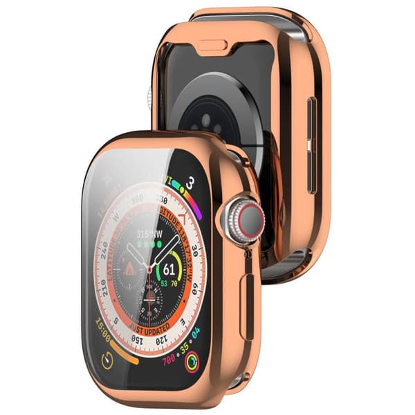 Bizon Case Watch Felipe-etui med skærmbeskytter til Apple Watch 10 (42 mm), rosaguld