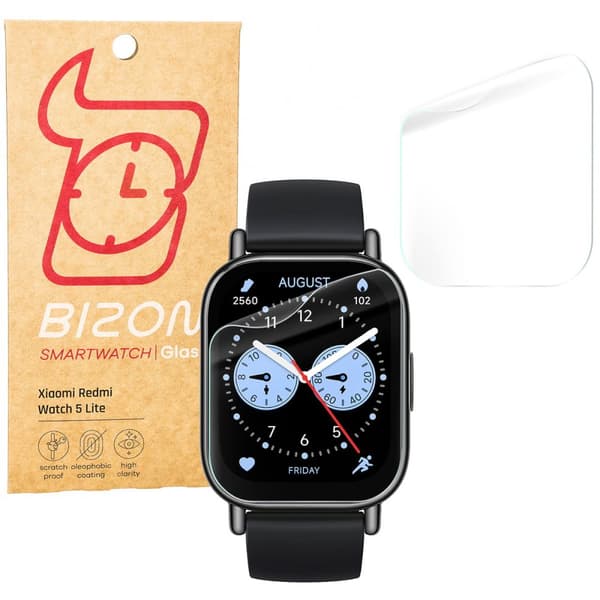 Bizon Glass Watch Hydrogel Skärmskydd för Xiaomi Redmi Watch 5 Lite, 2 stycken