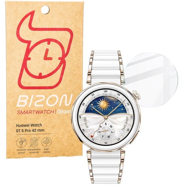 Bizon Glass Watch Klart Härdat Glas Skärmskydd för Huawei Watch GT 5 Pro 42mm