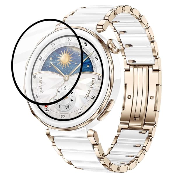 Bizon Glass Watch Edge Hybrid Huawei Watch GT 5 Pro 42 mm:lle, musta