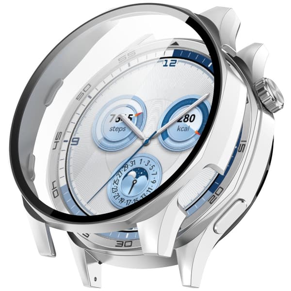 Bizon-fodral + glasklocka för Huawei Watch GT 5 46mm, satinsilver