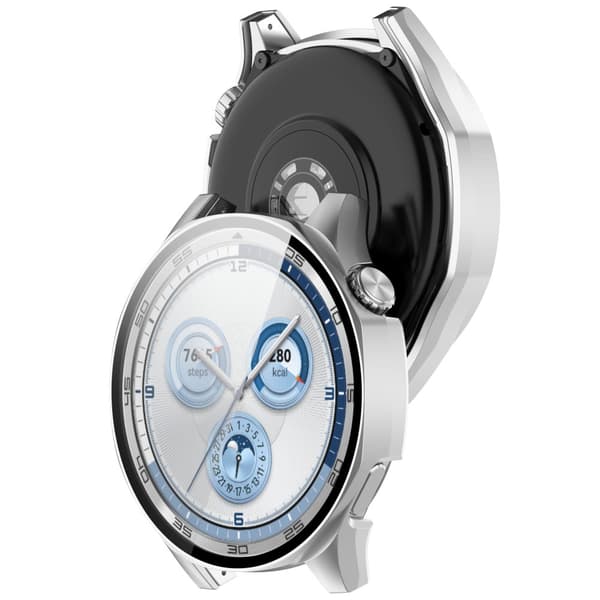 Bizon-fodral + glasklocka för Huawei Watch GT 5 46mm, satinsilver