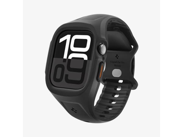 Spigen Liquid Air Pro, Etui + bånd, SmartWatch, Sort, Apple, Apple Watch 10 (46mm), Silikone