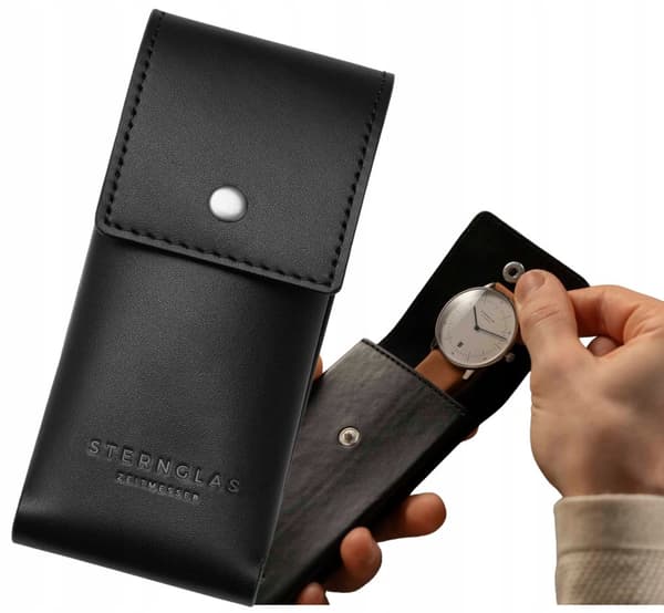 Sternglas Lyxigt Klockfodral S13-008 - Veganskt Läder, Svart