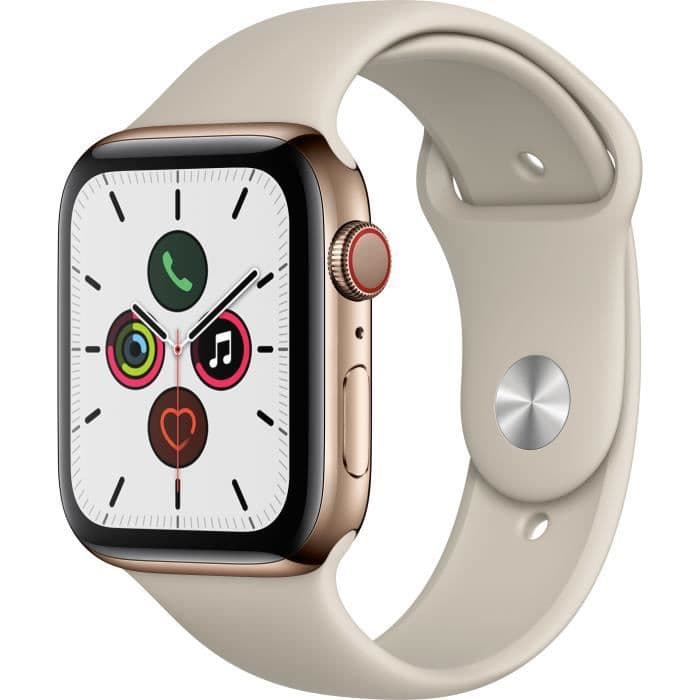 Apple Watch Series 5 Cellular 44 mm guld rustfrit stål taske med Sport Stone Strap - M / L