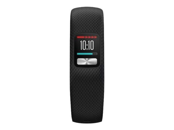 Garmin vívofit 4 - Aktivitetssporer med bånd - TPU-silikon - svart - båndbredde: S/M - åttefargers - Bluetooth, ANT+/ANT - 25 g