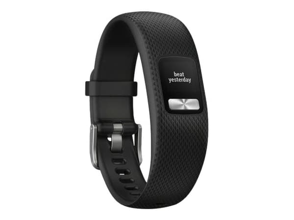 Garmin vívofit 4 - Aktivitetssporer med bånd - TPU-silikon - svart - båndbredde: S/M - åttefargers - Bluetooth, ANT+/ANT - 25 g
