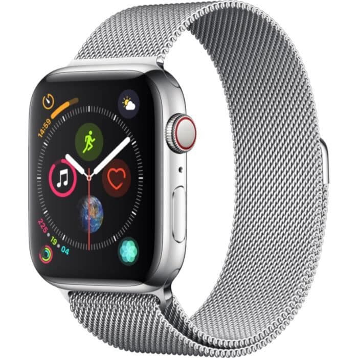 Apple Watch Series 4 GPS + Cellular, 44mm rustfri stålkasse med Milanese rem